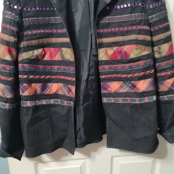 Coldwater Creek Denim Beaded Deco Open-Face Jacket Women's 14 EUC‎ - Picture 3 of 11